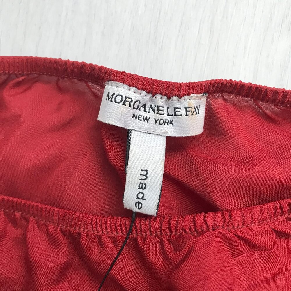 MORGANE LE FAY SLIP SKIRT RED 100% SILK ELASTIC WAISTBAND MEDIUM - Picture 8 of 9